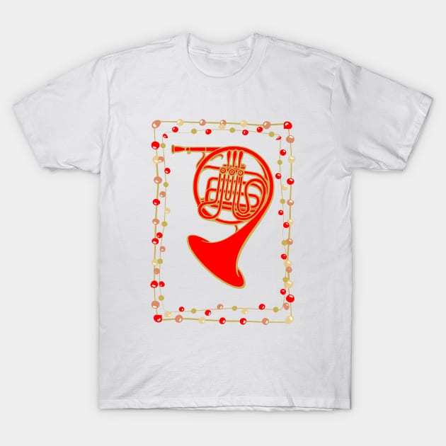 Christmas French Horn T-Shirt by AngelFlame